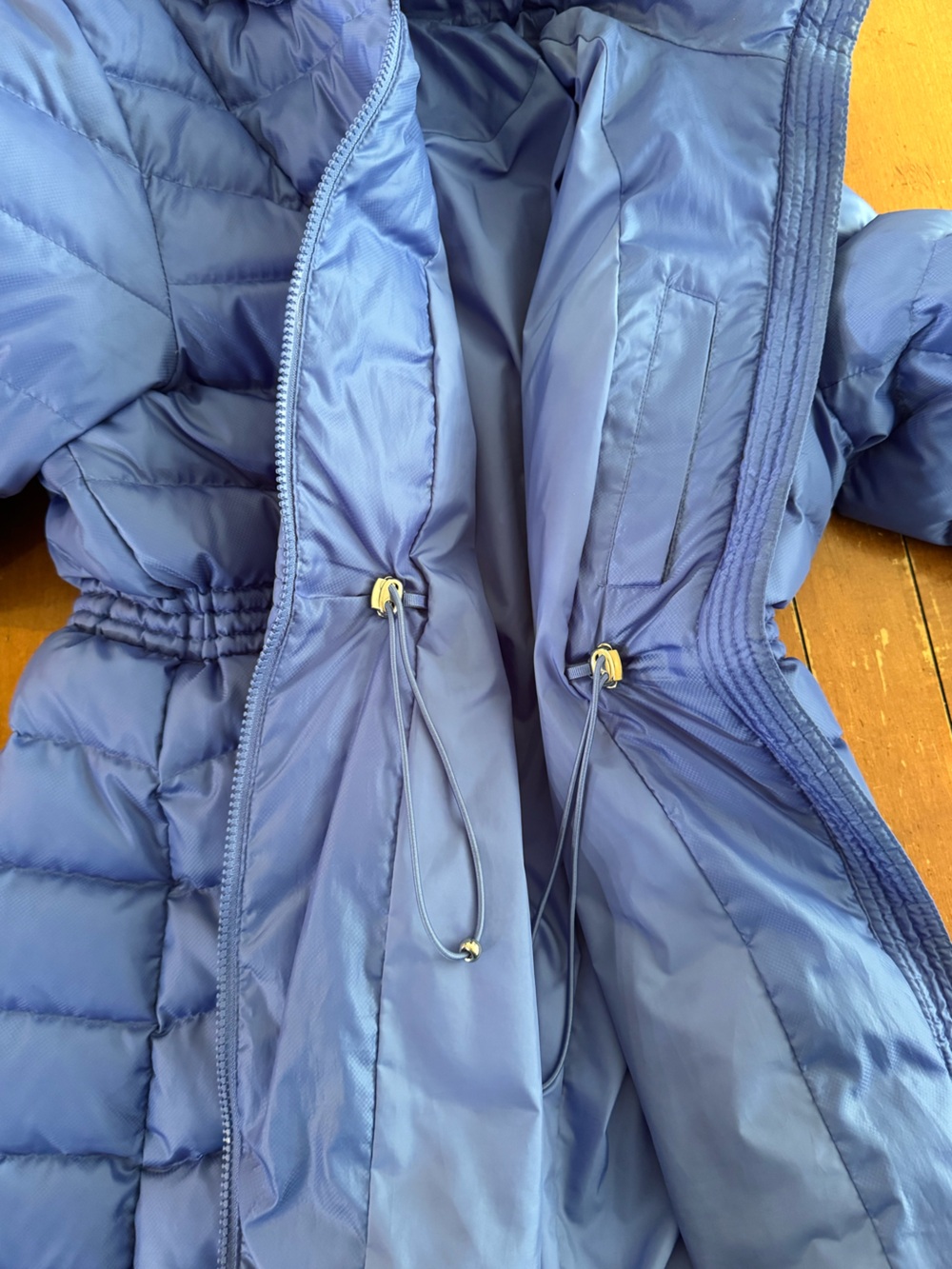 Women’s Lands' End Royal Cobalt Blue Hooded Mid-Length Puffer Coat Jacket, Large - Picture 6 of 12